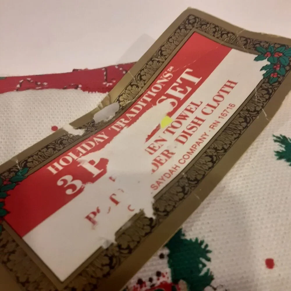 Vintage Christmas Kitchen 3pc Set 100% Cotton